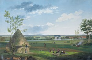 Het kasteel van Etry en het park bezet door Kozakken in 1814 door J. Randon